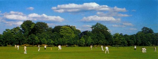 cricket in Birkenhead park in the summer