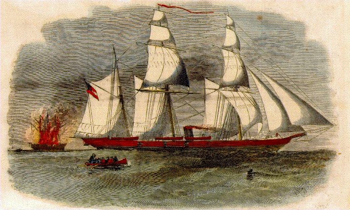 The 'Alabama' sinking the ship 'Brilliant'